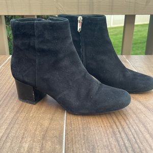 Sam Edelman Black Heeled Suede Ankle Boots Zip Up Size 7